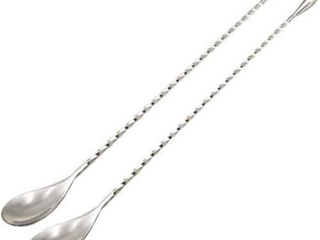 12“ Extra Long Cocktail Mixing Spoon Set Food-Grade 18 8 Stainless Steel Stirrer Spiral Pattern Bar Cocktail Shaker Spoon for Ice Cream Smoothies Malts Milkshakes Juice Coffee Tea Drink - Set of 2 For Discount