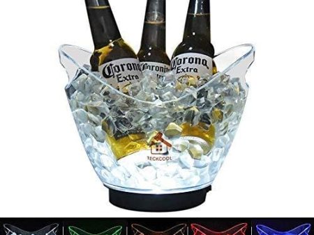 TECKCOOL LED Ice Buckets, Clear Acrylic 3 Liter Ice Bucket Colors Changing LED Cooler Bucket, Champagne Wine Drinks Beer Bottles, Power by 2 AA Batteries, Holds 4 Full-Sized Bottles and Ice Online