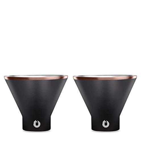 Snowfox Stainless Steel Cocktail, Margarita and Martini Glasses, Set of 2, Black Gold Online now