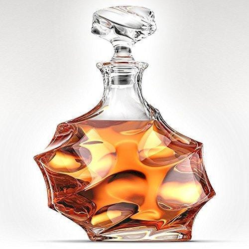 Ashcroft 5-Piece Everest Whiskey Decanter Set. 4 Glasses and Scotch Decanter with Stopper. Unique Elegant Dishwasher Safe Glass Liquor Bourbon Decanter Ultra - Clarity Glassware Sale