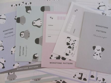 Cute Kawaii Crux Monotone Pattern Dog Panda Penguin Animal Letter Sets Stationery - writing paper envelope Online Hot Sale