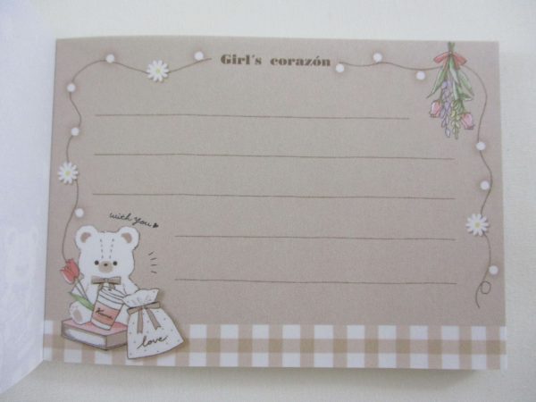 Cute Kawaii Q-Lia Bear Love Corazon Girl Mini Notepad   Memo Pad - Stationery Designer Paper Collection Fashion