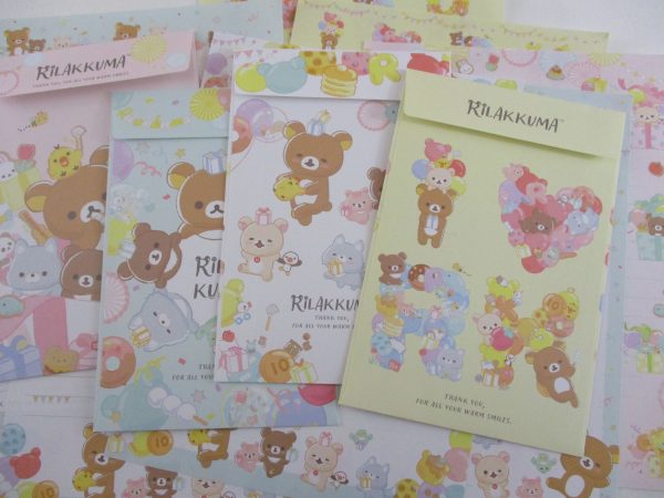 Cute Kawaii San-X Rilakkuma Bear Balloon Birthday Party Letter Sets - Stationery Writing Paper Envelope Fashion