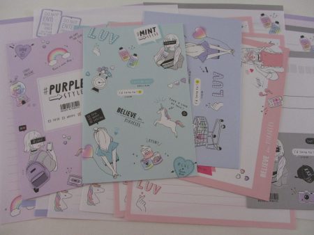 Cute Kawaii Crux Girl Style Unicorn Letter Sets Stationery - Writing Paper Envelope Stationery Penpal Cheap