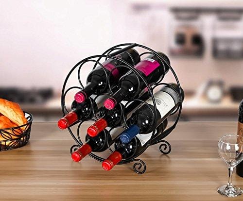 PAG 7 Bottles Free Standing Countertop Metal Wine Rack Tabletop Wine Storage Holders Stands, Black Hot on Sale