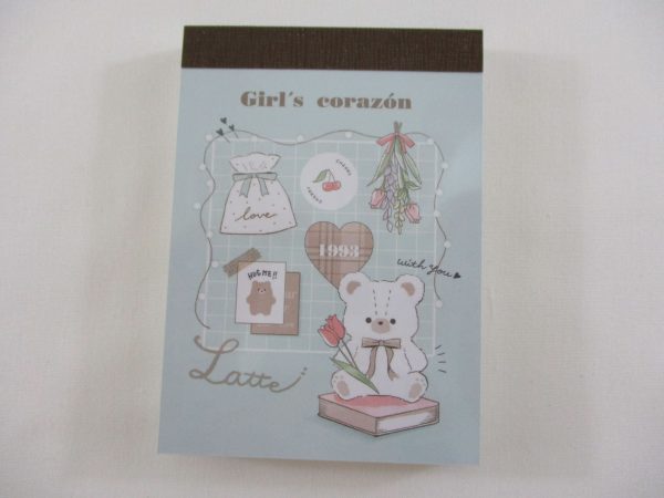 Cute Kawaii Q-Lia Bear Love Corazon Girl Mini Notepad   Memo Pad - Stationery Designer Paper Collection Fashion