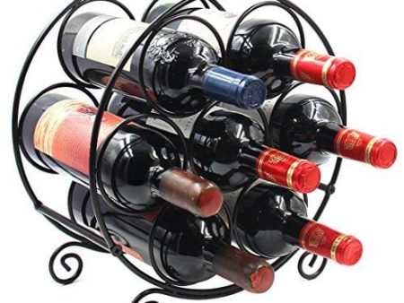 PAG 7 Bottles Free Standing Countertop Metal Wine Rack Tabletop Wine Storage Holders Stands, Black Hot on Sale