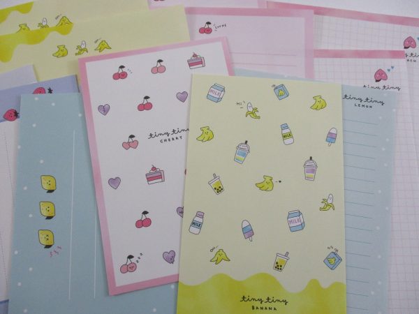 Cute Kawaii Mind Wave Tiny Tiny Fruits Strawberry Cherry Lemon Peach Letter Sets - Stationery Writing Paper Envelope Penpal For Discount