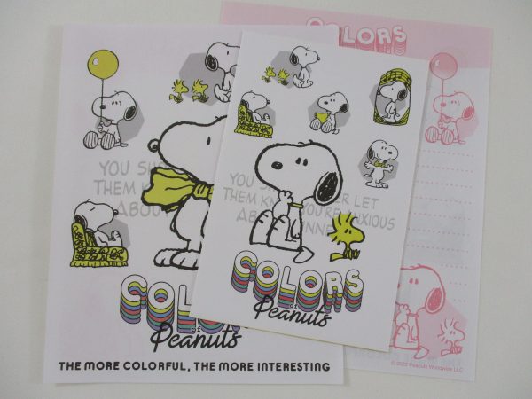 Cute Kawaii Peanuts Snoopy Colors Letter Set - Stationery Writing Paper Penpal Collectible For Discount