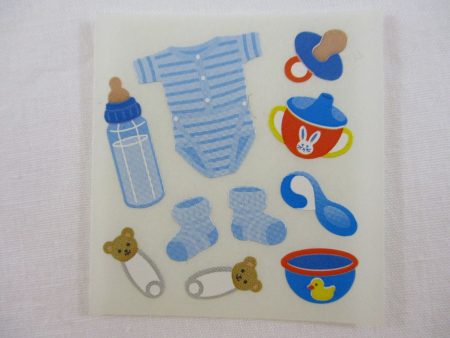 Sandylion Baby Boy Blue Sticker Sheet   Module - Vintage & Collectible Fashion