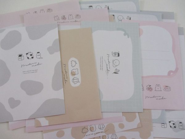 Cute Kawaii Q-Lia Bear Cow Rabbit Dog Friends Drink Letter Sets - Stationery Writing Paper Envelope Penpal Fashion