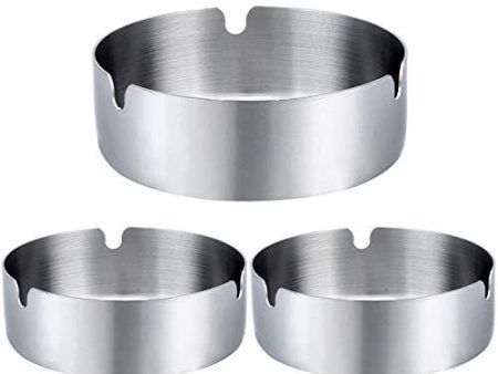 Pack of 3 Cigar Ashtray Tabletop Round Stainless Steel Ash Tray Suitable for Cigarette Ash Holder for Home,Hotel,Restaurant,Indoor,Outdoor Online Hot Sale