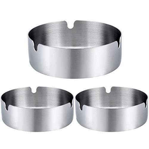 Pack of 3 Cigar Ashtray Tabletop Round Stainless Steel Ash Tray Suitable for Cigarette Ash Holder for Home,Hotel,Restaurant,Indoor,Outdoor Online Hot Sale