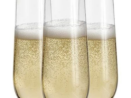 24 Stemless Plastic Champagne Flutes - 9 Oz Plastic Champagne Glasses | Clear Plastic Unbreakable Toasting Glasses |Shatterproof | Disposable | Reusable Perfect For Wedding Or Party Online