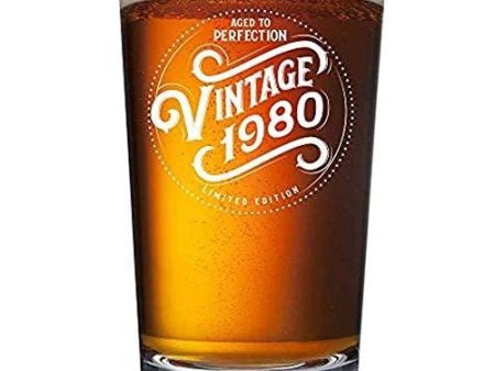 1980 40th Birthday Gifts for Men and Women Beer Glass - 16 oz Funny Vintage 40 Year Old Pint Glasses for Party Decorations - Anniversary Ideas for Dad, Mom, Husband, Wife - Best Craft Beers Mug For Cheap