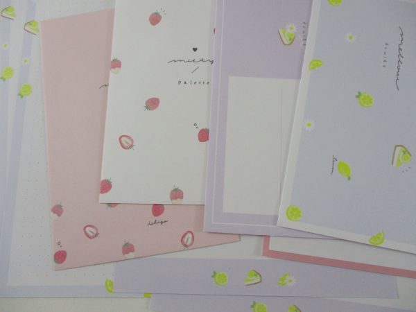 Cute Kawaii Q-Lia Misty Pallete Fruits Strawberry Lemon Letter Sets - Stationery Writing Paper Envelope Penpal Online Sale