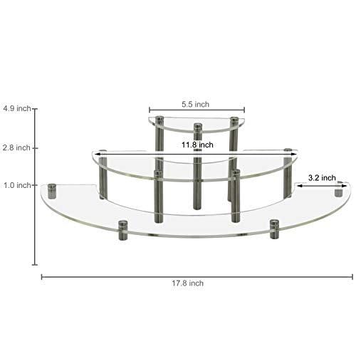 MyGift Clear Acrylic Half Moon Shelf Unit   3 Tier Tabletop Display Riser with Silver Metal Legs For Discount