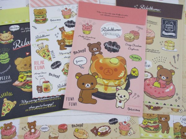 Cute Kawaii San-X Rilakkuma Doughnut Breakfast Cafe Letter Sets - Stationery Writing Paper Envelope For Sale