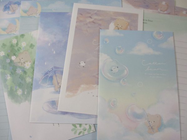 Cute Kawaii Q-Lia Cotton Bear Letter Sets - Stationery Writing Paper Envelope Penpal Discount