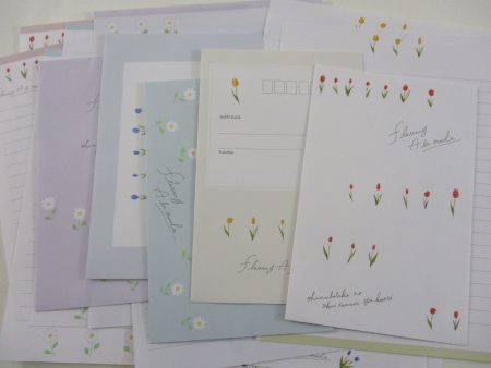 Cute Kawaii Crux Daisy Tulip Flowery A la mode Letter Sets Stationery - writing paper envelope Hot on Sale