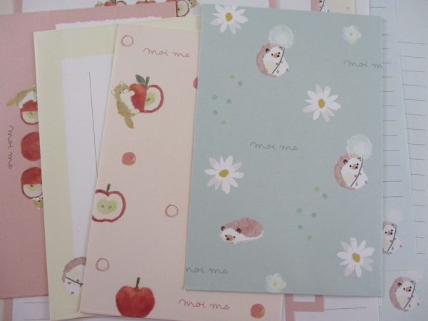 Cute Kawaii Q-lia Hedgehog Daisy Apple Letter Sets - Stationery Writing Paper Envelope Online Hot Sale