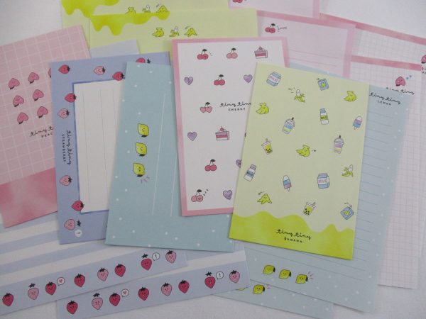 Cute Kawaii Mind Wave Tiny Tiny Fruits Strawberry Cherry Lemon Peach Letter Sets - Stationery Writing Paper Envelope Penpal For Discount