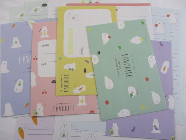 Cute Kawaaii Crux Bear and Rabbit Letter Sets - Stationery Writing Paper Envelope For Cheap