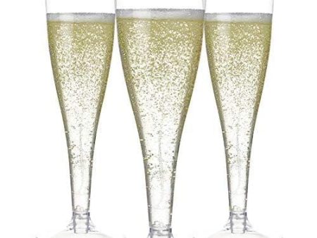 100 Plastic Champagne Flutes Disposable | Clear Plastic Champagne Glasses for Parties | Clear Plastic Cups | Plastic Toasting Glasses | Mimosa Glasses | Wedding Party Bulk Pack Sale