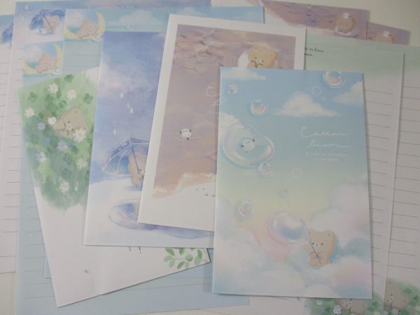 Cute Kawaii Q-Lia Cotton Bear Letter Sets - Stationery Writing Paper Envelope Penpal Discount