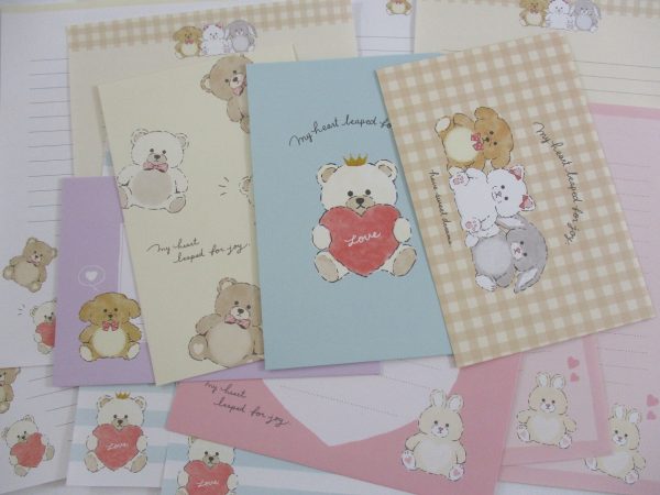 Cute Kawaii Mind Wave Bear My Heart Leap for Joy Letter Sets - Stationery Writing Paper Envelope Penpal For Discount