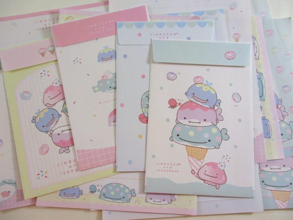 Cute Kawaii San-X Jinbesan Whale Fish Ocean Letter Sets - B - Stationery Writing Paper Envelope Penpal Collectible Gift For Discount