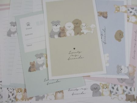 Cute Kawaii Crux Dog Puppies Lovely my friends Letter Sets - Stationery Writing Paper Envelope Penpal on Sale