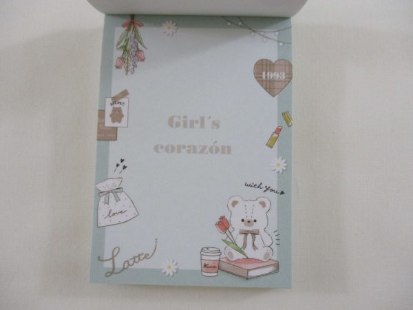 Cute Kawaii Q-Lia Bear Love Corazon Girl Mini Notepad   Memo Pad - Stationery Designer Paper Collection Fashion