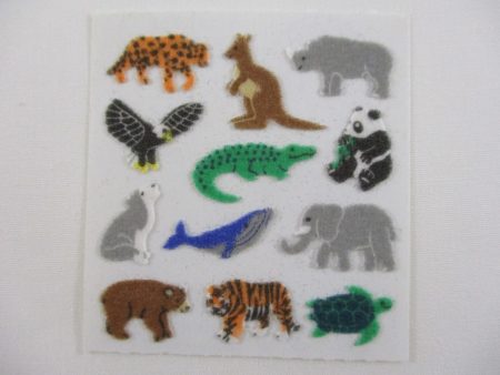 Sandylion Animals Crocs Whale Elephant Fox Tiger Fuzzy Sticker Sheet   Module - Vintage & Collectible Online Hot Sale