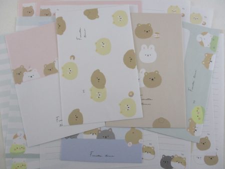 Cute Kawaii Crux Fuwatto Time Bear rabbit Cat Dog Chick Letter Sets Stationery - writing paper envelope Online now